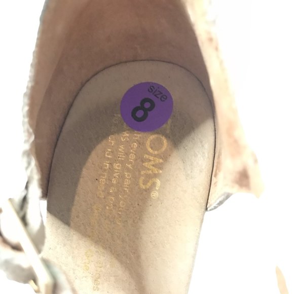 TOMS Shimmer Gold TAN ESPADRILLE HEEL Wedges - Picture 6 of 6